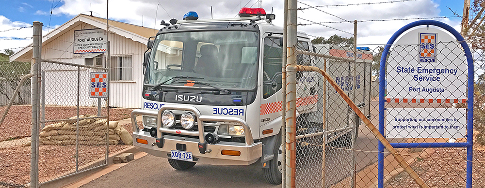 SA State Emergency Service rescue vehicle in front of the Port Augusta Unit building