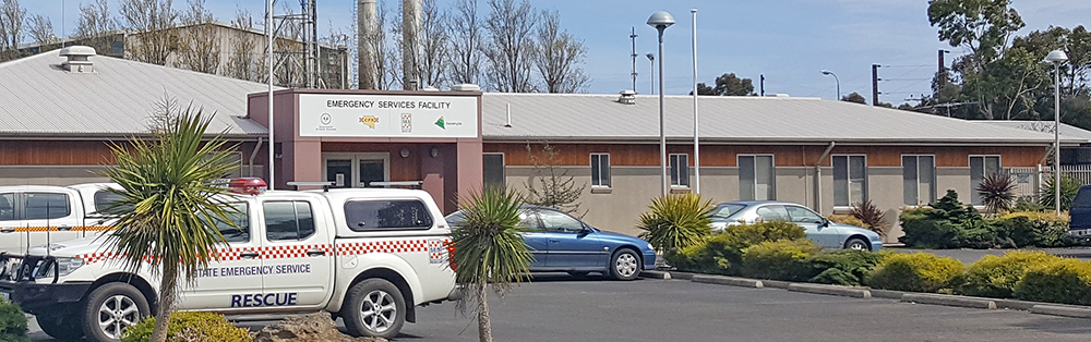 SA State Emergency Service rescue vehicle in front of the Emergency Services Facility building